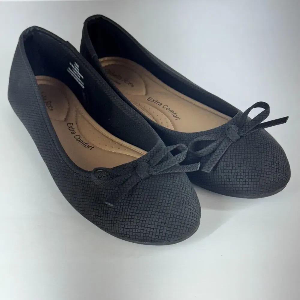 Ophelia Roe Chris Black Flats Women Size 8.5 Memory Foam Extra Comfort Ballet - Picture 2 of 12